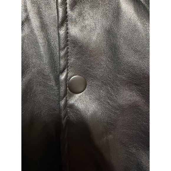 Wicked X Forever 21 Jacket Womens Small Black Faux Leather Bomber Rhinestone - Picture 6 of 16